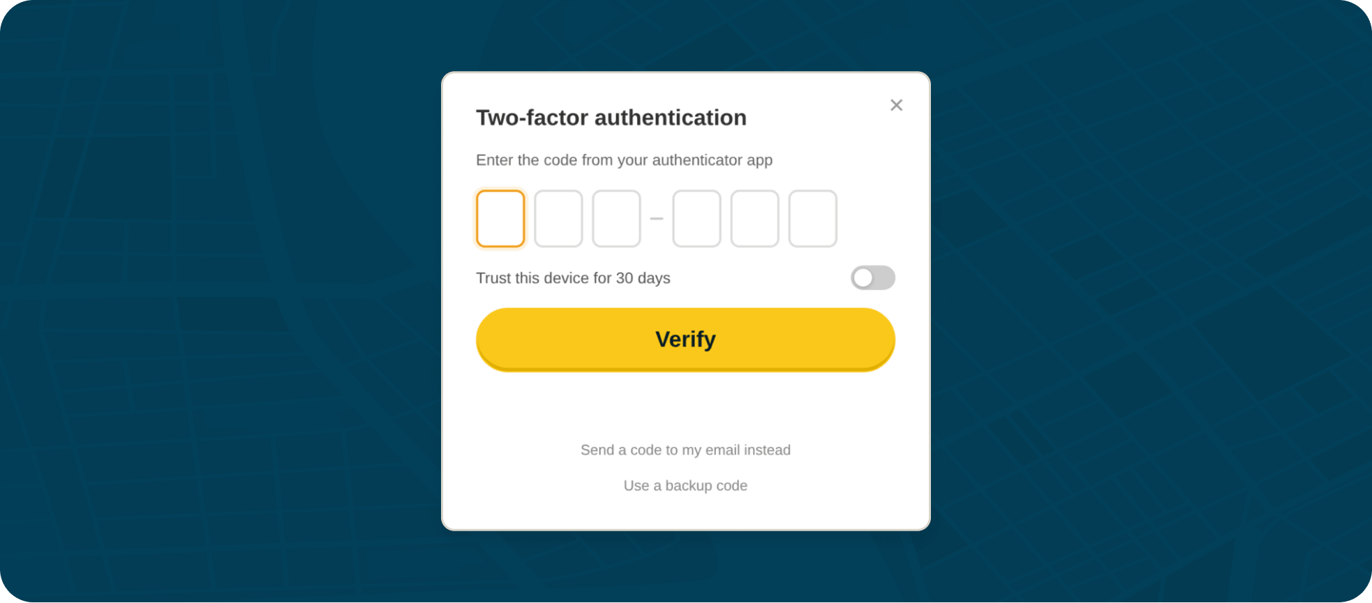 Entering a two-factor authentication code when signing in